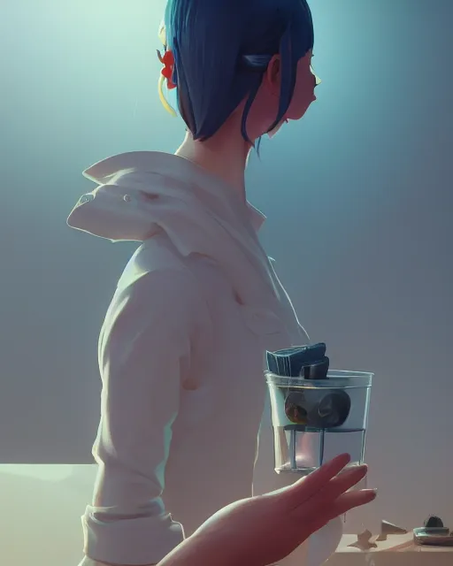 Image similar to highly detailed vfx espresso, stephen bliss, unreal engine, loish, rhads, beeple, makoto shinkai and lois van baarle, ilya kuvshinov, rossdraws, tom bagshaw, global illumination, detailed and intricate environment