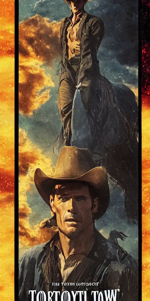 Image similar to The cowboy, tarot card, the Dark Tower by Stephen King, 8k resolution, cinematic