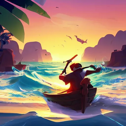 Image similar to painting treasure on sea of thieves game smooth median photoshop filter cutout vector, behance hd by jesper ejsing, by rhads, makoto shinkai and lois van baarle, ilya kuvshinov, rossdraws global illumination