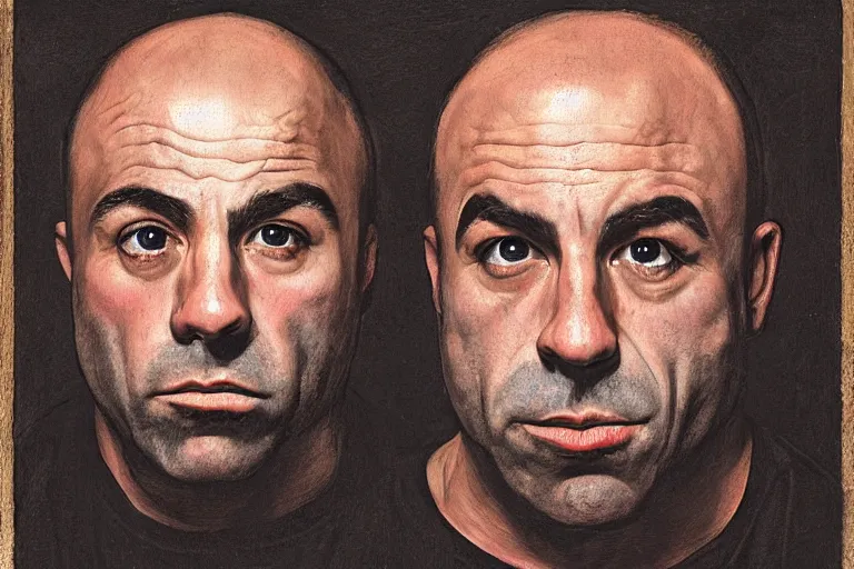 Prompt: joe rogan in the style of hans baldung,