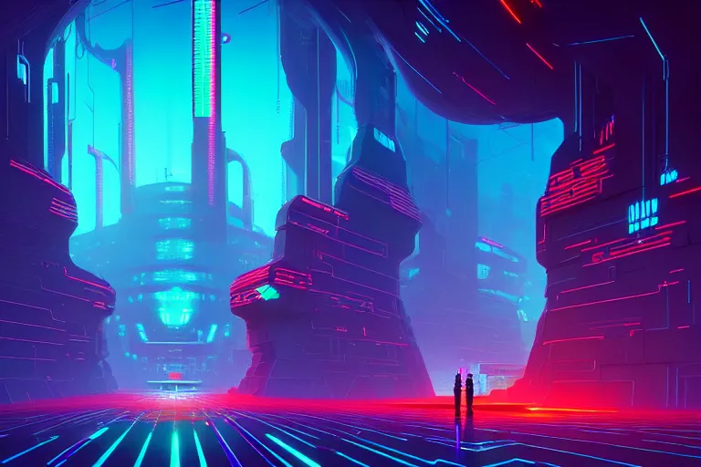 Image similar to a cybernetic cathedral overlooking an higway of data, cyberpunk, beautiful detailed, cinematic, strong lighting, hi - fructose art magazine, by anton fadeev and paul lehr and david heskin and josan gonzalez, 8 k