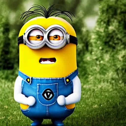 an uncanny valley minion looking directly at the camera | Stable ...