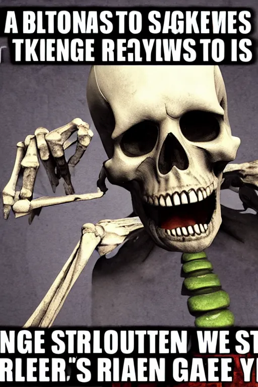 Prompt: a skeleton gamer rage quits