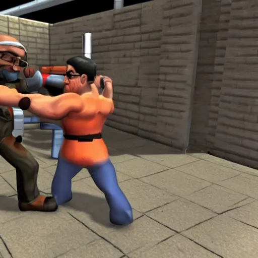 Image similar to the postal dude vs gordon freeman fight