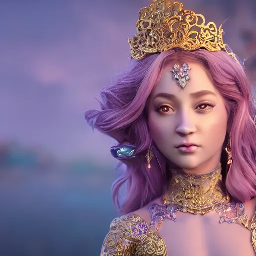 Image similar to portrait of wonderful princess of amethyst with fair skin, ornate 8 k gorgeous intricate detailed, accent lighting, dramatic light, octane render