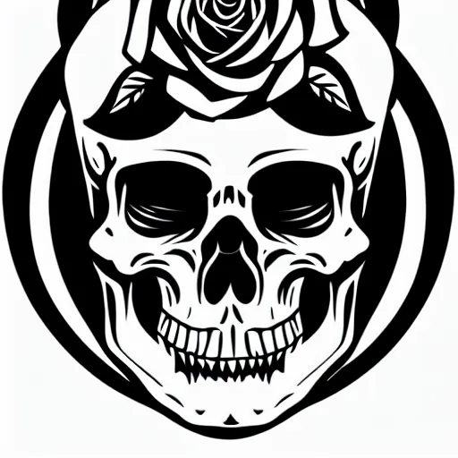 Image similar to rose n skull tattoo vector art