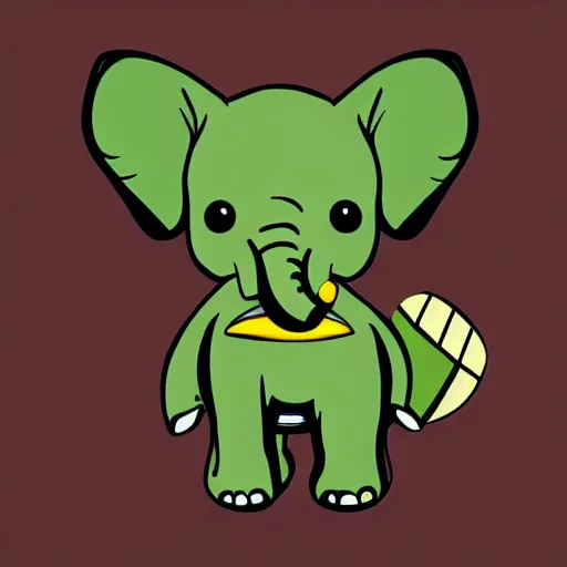 Image similar to baby elephant wearing south africa cricket team hat, digital illustration, south african cricket team