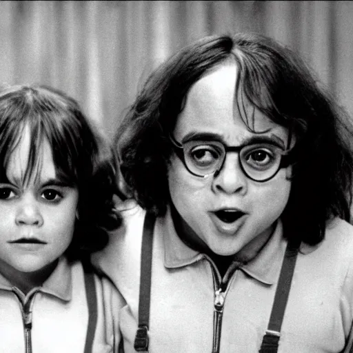 Image similar to A still of Danny Devito as the twins in The Shining (1980)