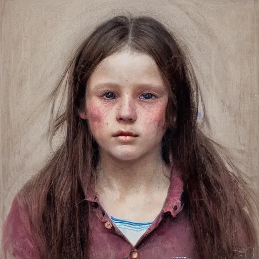 Image similar to portrait of a welsh teenage girl with brown hair and eyes by jasper ejsing