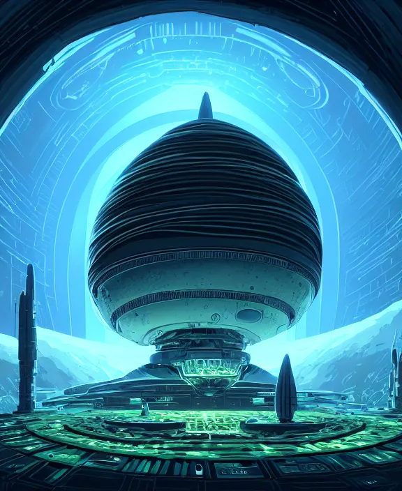 Image similar to simplicity, a small cathedral made out of alien creatures, biological, in the style of a round spaceship, surrounded by auras, by dan mumford, yusuke murata, makoto shinkai, ross tran, cinematic, unreal engine, cel shaded, featured on artstation, pixiv