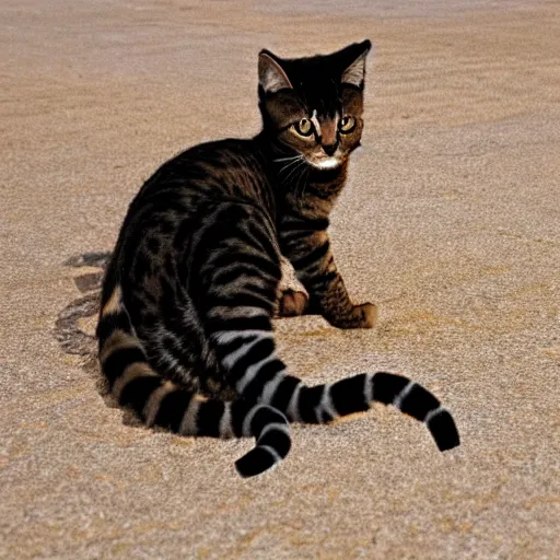 Prompt: a feline scorpion - cat - hybrid, animal photography