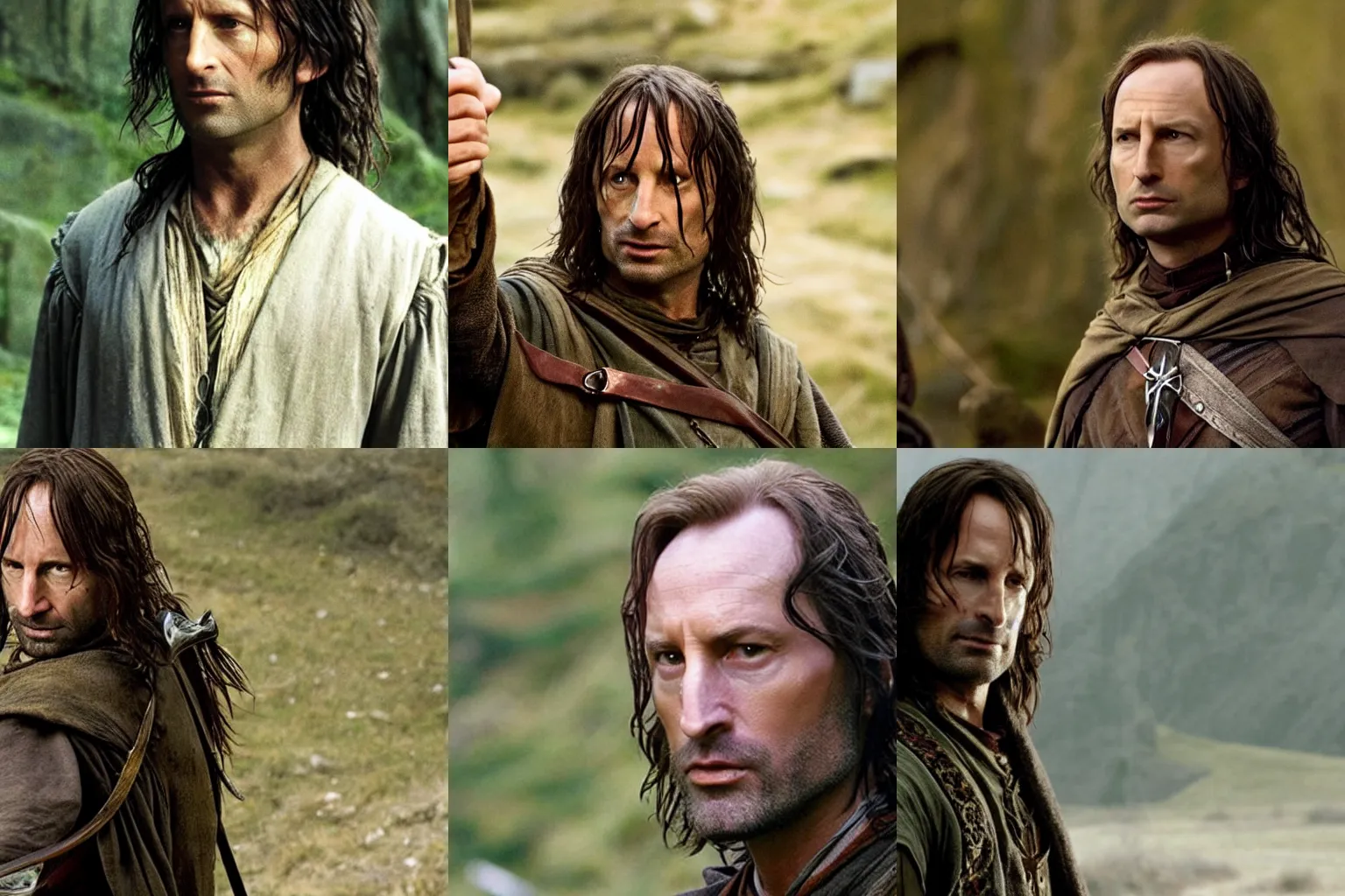 Prompt: Bob Odenkirk as Aragorn in Lord of the Rings