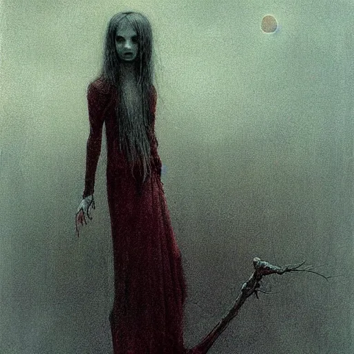 Image similar to A cute vampire girl by Beksinski