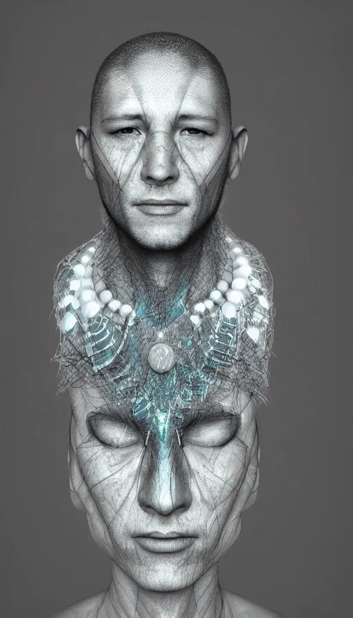 Image similar to portrait of a digital shaman, with vray