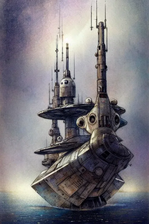 Prompt: (((((1950s star wars ship . muted colors.))))) by Jean-Baptiste Monge !!!!!!!!!!!!!!!!!!!!!!!!!!!