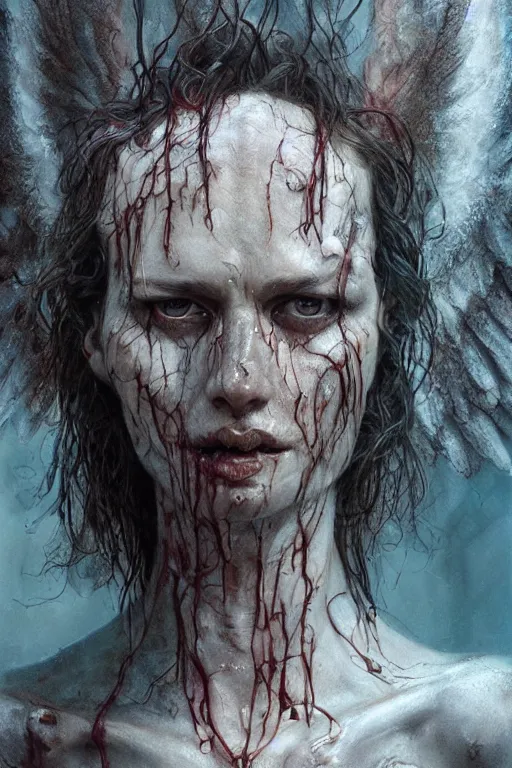 Prompt: a biblically accurate angel beautiful and terrifying,melting,viscous sinew,full character design,8k,by Stanley Artgermm,Tom Bagshaw,Greg Rutkowski,Carne Griffiths,Ron English,Linsey Levendall,Giger,trending on DeviantArt,face enhance,hyper detailed,minimalist,horror,full of colour,cinematic,dynamic lighting