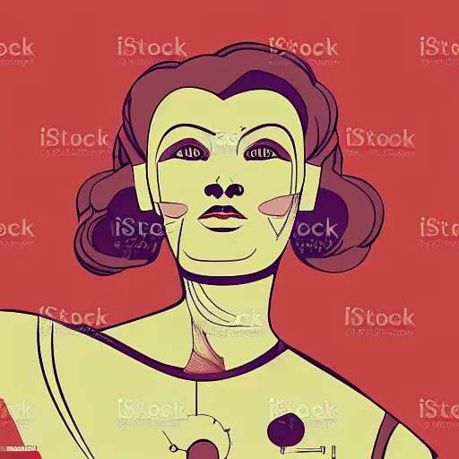 Image similar to robot android woman 1 9 5 0 s era vector art cell shaded allure beautiful makeup curvy highly detailed art by ilya kushinov