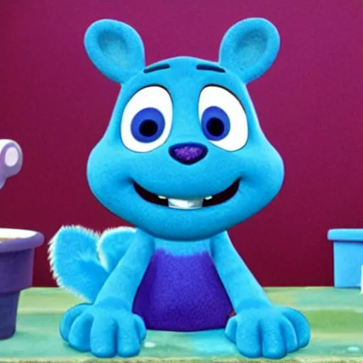 Prompt: blues clues with bloo from foster's home for imaginary friends