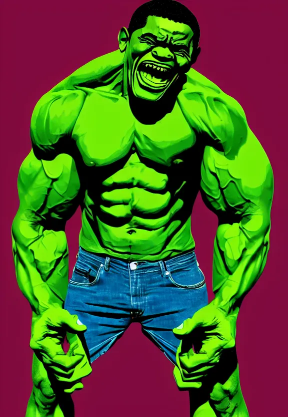 Image similar to Obama Hulk by Beeple with some Andy Warhol influence