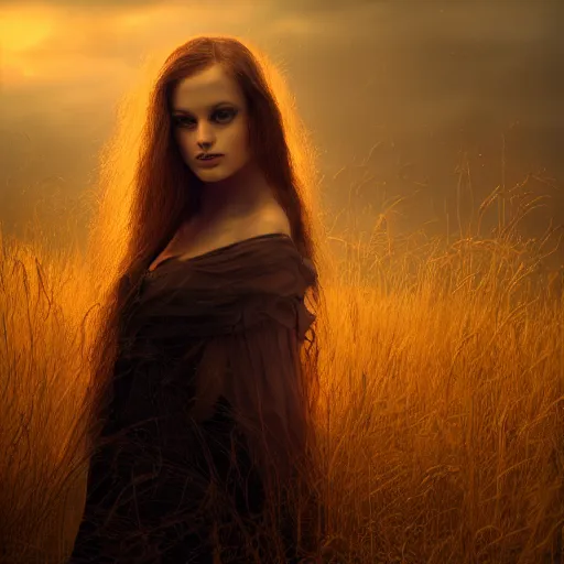 Image similar to photographic portrait of a stunningly beautiful gothic female in soft dreamy light at sunset, by edward robert hughes, annie leibovitz and steve mccurry, david lazar, jimmy nelsson, breathtaking, 8 k resolution, extremely detailed, beautiful, establishing shot, artistic, hyperrealistic, beautiful face, octane render