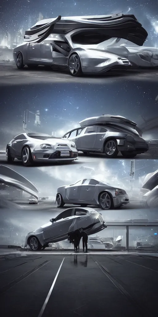 Image similar to sci-fi 3d car and wall structure car on the coronation of napoleon painting and digital billboard in the middle trending on artstation octane render pinterest keyshot product render pinterest reflections gloss shiny