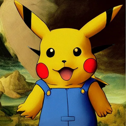 Image similar to realistic pikachu renaissance painting by leonardo da vinci