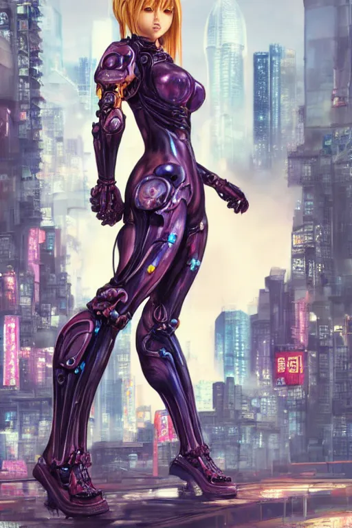 Prompt: wow! 3 / 4 stunning photorealistic portrait of samus aran in a kowloon cyberpunk cityscape, biomechanical bodysuit, oppai proportions, acid rain, dark fantasy by artgerm and clay mann and sorayama and alphonse mucha, very realistic, hyperdetailed, trending on artstation, octane render