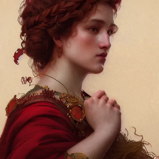 Prompt: portrait of a red bear queen, intricate, elegant, highly detailed, digital painting, artstation, concept art, smooth, sharp focus, illustration, art by artgerm and greg rutkowski and alphonse mucha and william - adolphe bouguereau