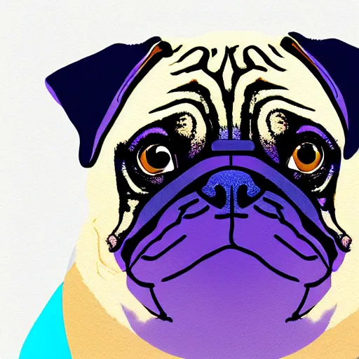 Image similar to digital illustration of a pug in an abstract style