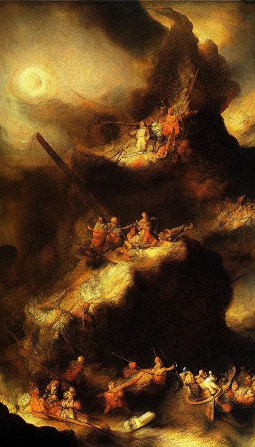 Prompt: the end of the world, by rembrandt