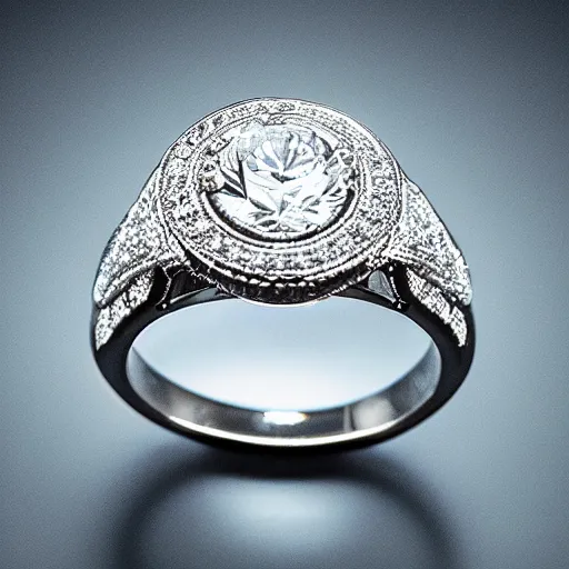 Image similar to gorgeous diamond ring, closeup photo, studio lighting