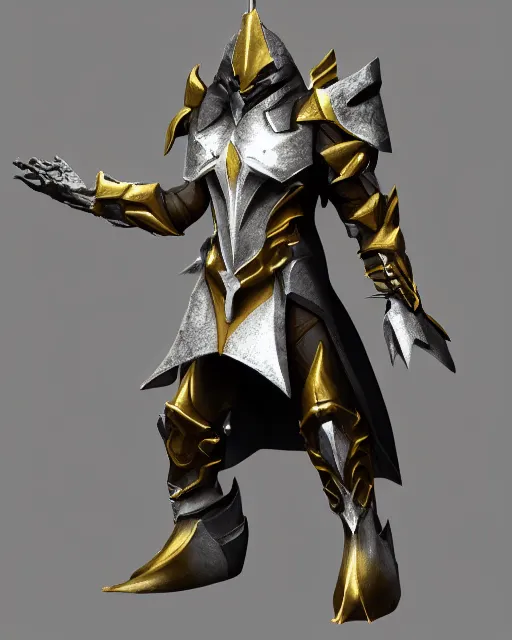 Prompt: sorcerer heavy armor, fantasy concept art, trending on artstation, silver with gold accents, elegant, smooth, clean, uncluttered