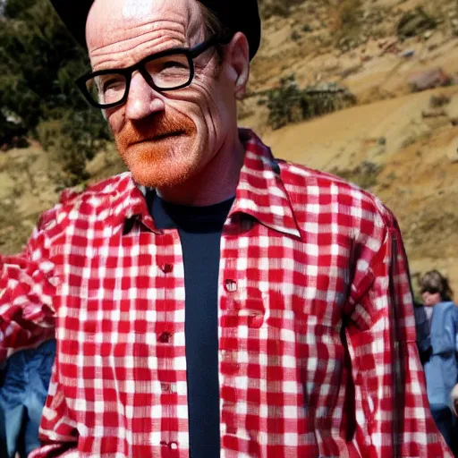 Prompt: bryan cranston dressed as where's waldo, hd 4 k photo