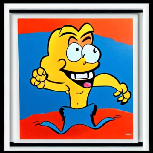 Image similar to silly fire cartoon character in the style of 1930s Fleischer animation, painted in fluid acrylics