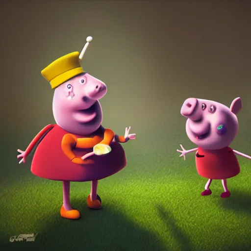 Image similar to blender 3 d rendition, vitorugo, carlos ortega elizalde, ahmad merheb, peppa pig