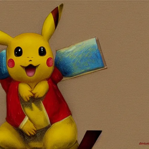 Prompt: painterly realistic renaissance pikachu