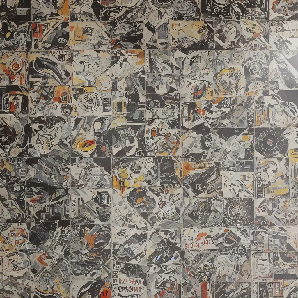 Image similar to 1950s retor-futurism post apocalypses tile set