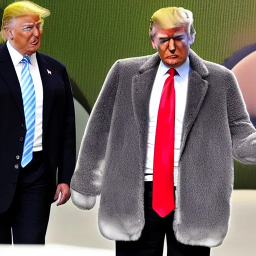 Prompt: Donald Trump wearing a fursuit