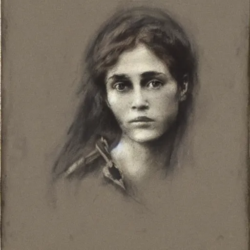 Image similar to ww 1 action heroine by alfred stevens in charcoal