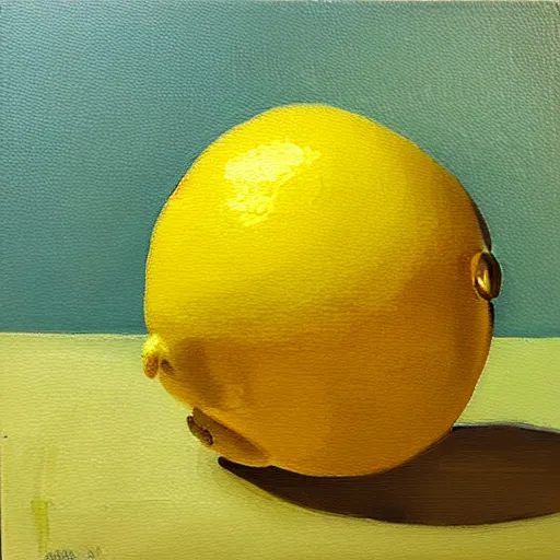 Image similar to oil on canvas painting of a lemon