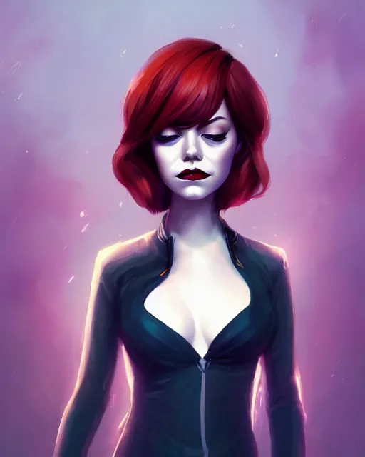 Image similar to a portrait of a beautiful full body Emma Stone vampire, art by lois van baarle and loish and ross tran and rossdraws and sam yang and samdoesarts and artgerm, digital art, highly detailed, intricate, sharp focus, Trending on Artstation HQ, deviantart, unreal engine 5, 4K UHD image