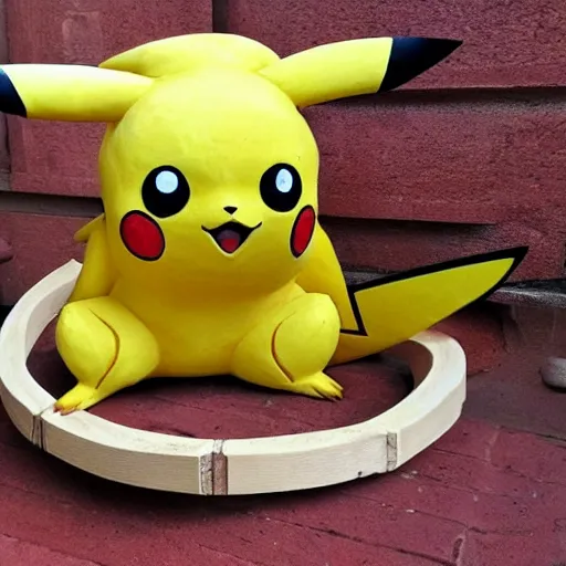 Image similar to Pikachu Sculpture made out of plywood