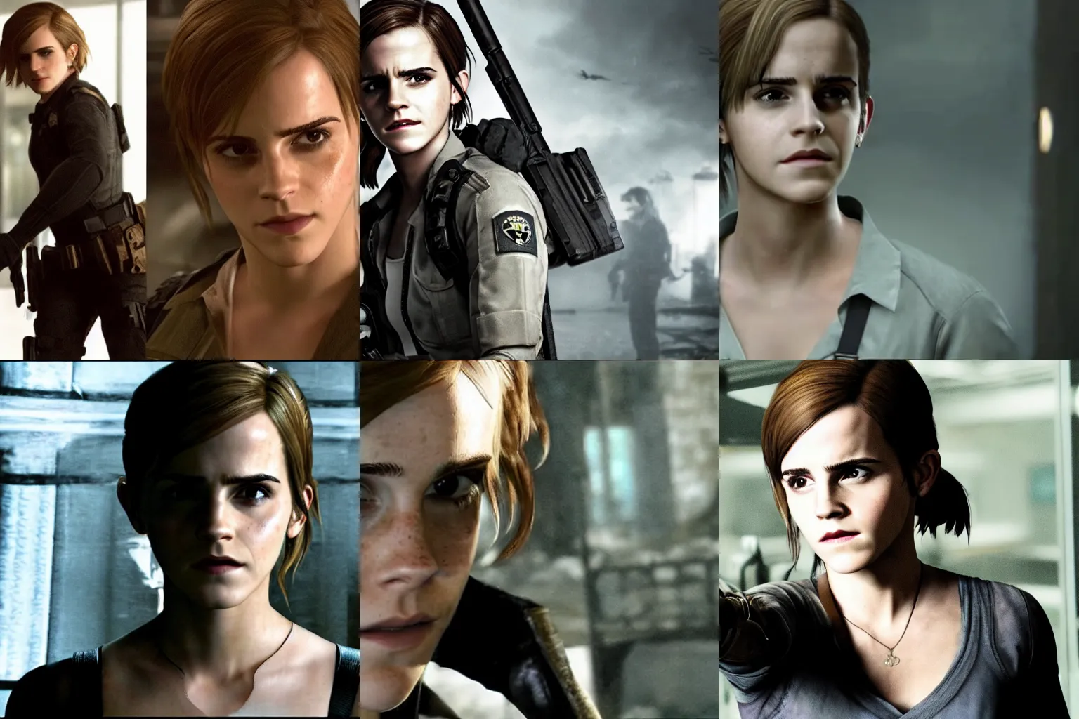 Prompt: Screenshot of Emma Watson in Resident Evil