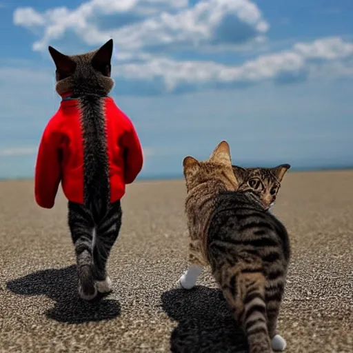 Image similar to no man's but cats as travellers