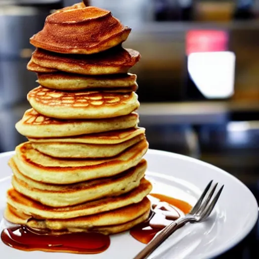 Prompt: tower of pancakes with ice-cream, Michelin star, award winning