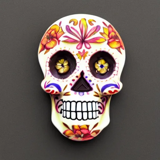 Prompt: “sugar skull in chocolate, studio lighting, 3D”