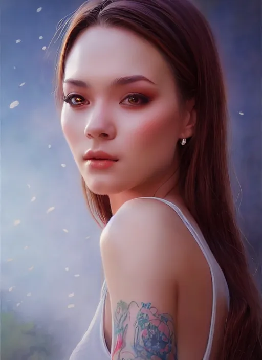 Image similar to photo of a gorgeous young woman in the style of stefan kostic, realistic, sharp focus, 8 k high definition, insanely detailed, intricate, elegant, art by stanley lau and artgerm