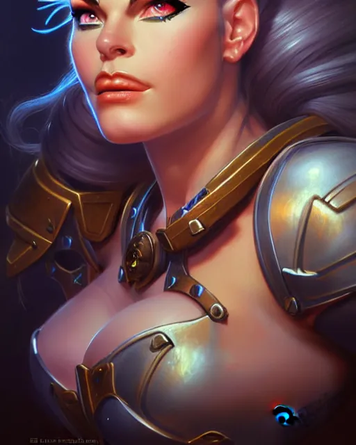 Image similar to brigitte from overwatch, fantasy, fantasy art, character portrait, portrait, close up, highly detailed, intricate detail, amazing detail, sharp focus, vintage fantasy art, vintage sci - fi art, radiant light, caustics, by boris vallejo