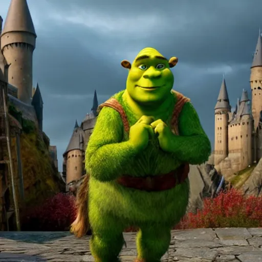 Image similar to shrek in the movie harry potter and the philosopher's stone 8 k