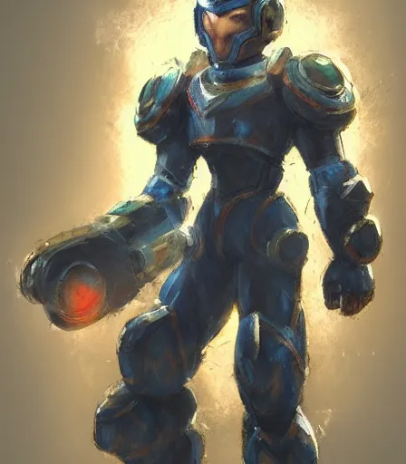 Image similar to megaman x style video game armor concept art, muted colors, intricate painting, by craig mullins, artstation, hyper detailed, cinematic